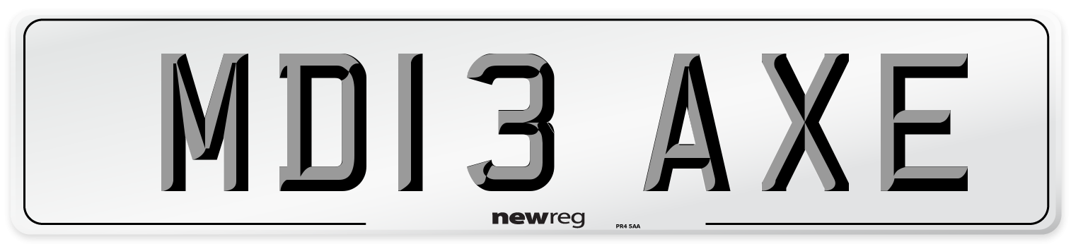MD13 AXE Number Plate from New Reg